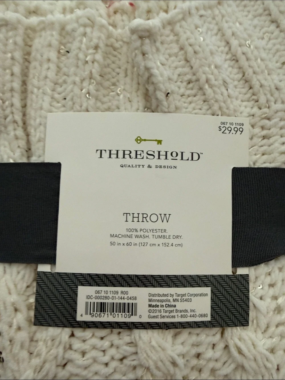 Threshold Chunky Knit Throw Blanket - Gray and Cream Bundle